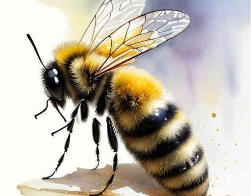 Muerte de Abejas: Un Impacto Mundial🐝🌍 Ilustración de abeja en acuarela.