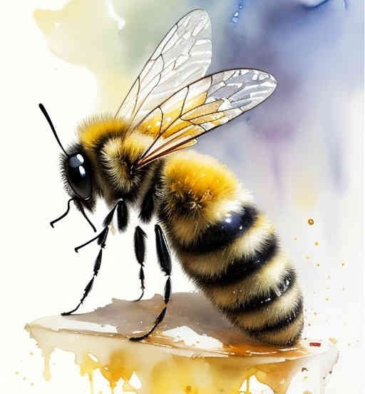 Ilustración de abeja en acuarela.