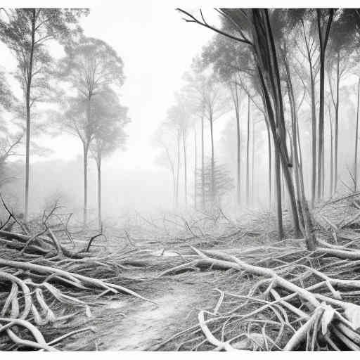 Imagen en blanco y negro de bosque talado.