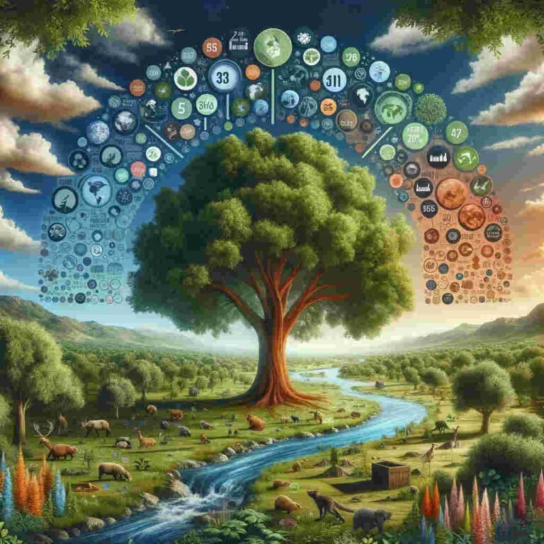 Árbol con un arcoiris de números