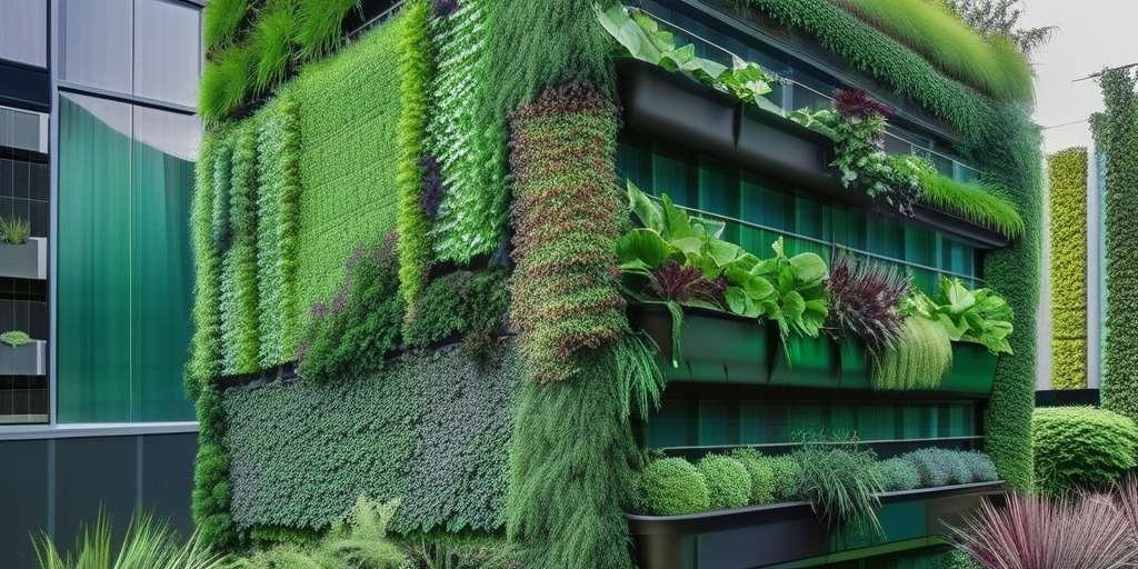 Fachadas de edificios cubiertos por vegetación.