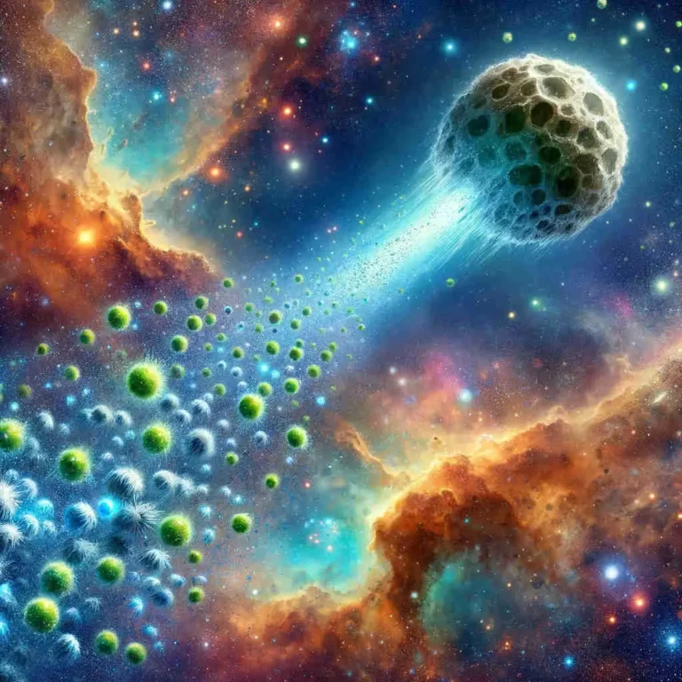 Meteorito viajando por el espacio panspermia vida.