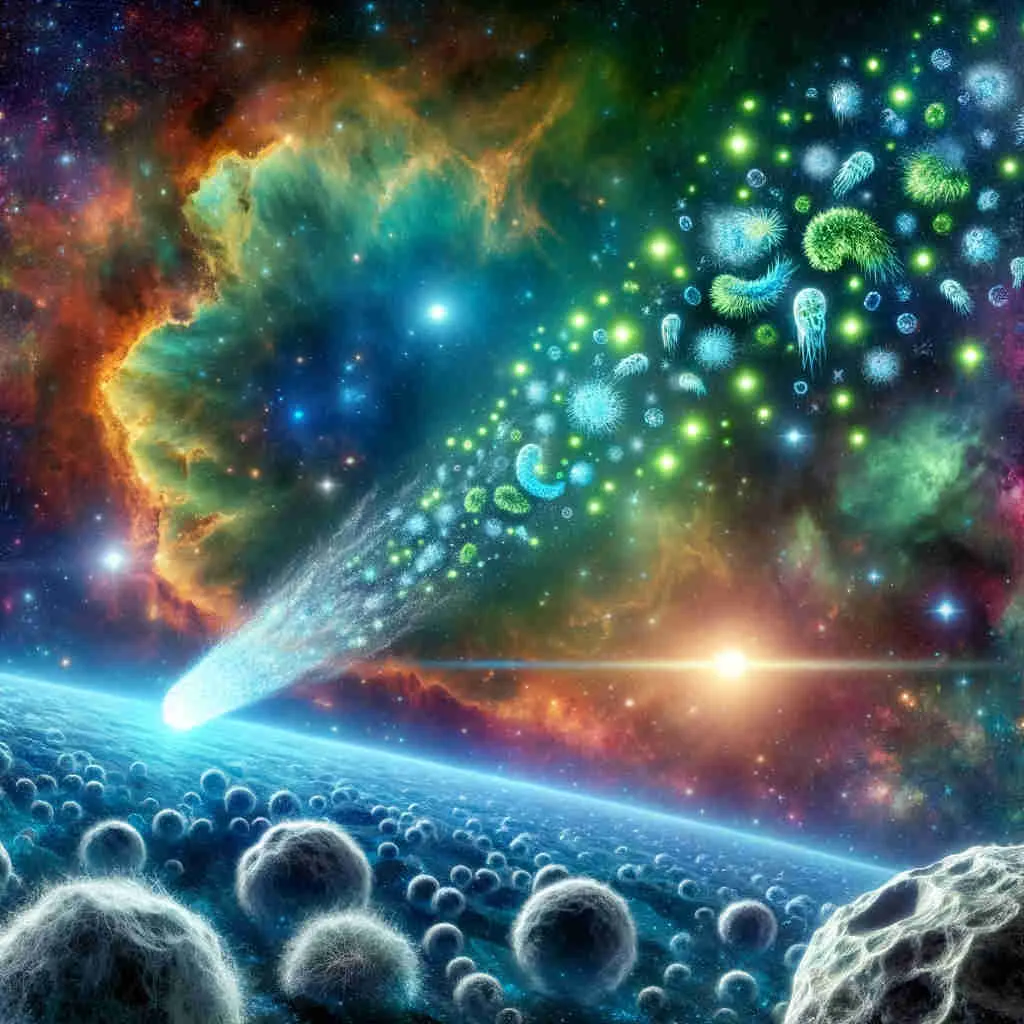 Meteorito diseminando vida por el espacio Panspermia.