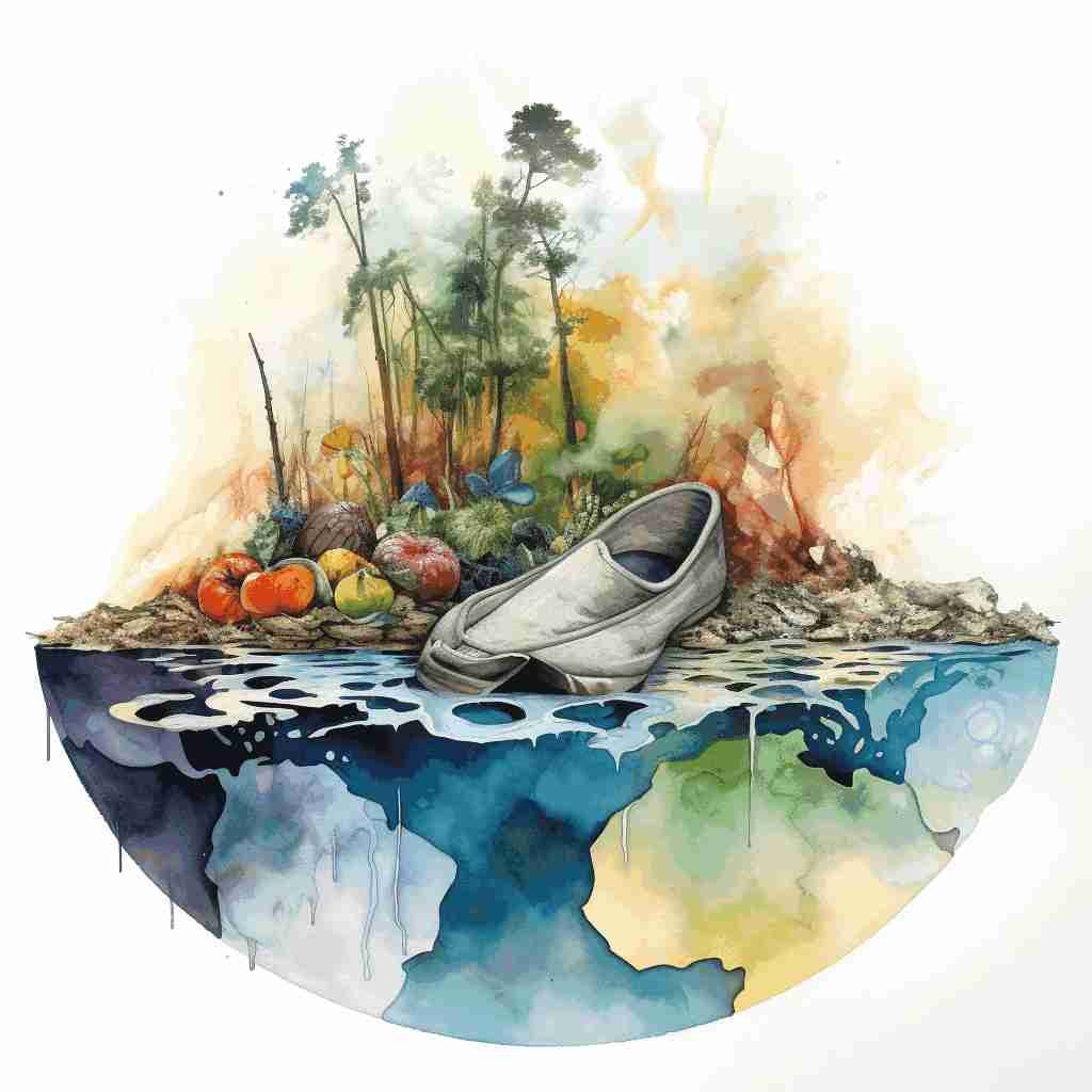 La Tierra cubierta de basura, acuarela.