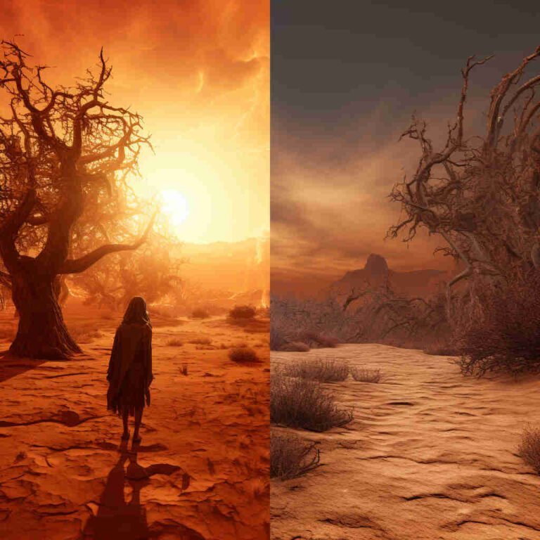 Posibles futuros de la Tierra seca árboles muertos.