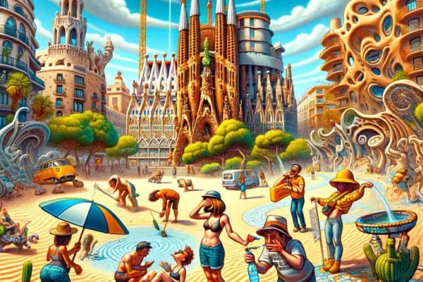 Efectos de la sequía en tono cómico en Barcelona.