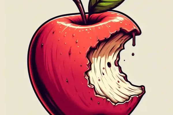 Manzana mordida, medio podrida.