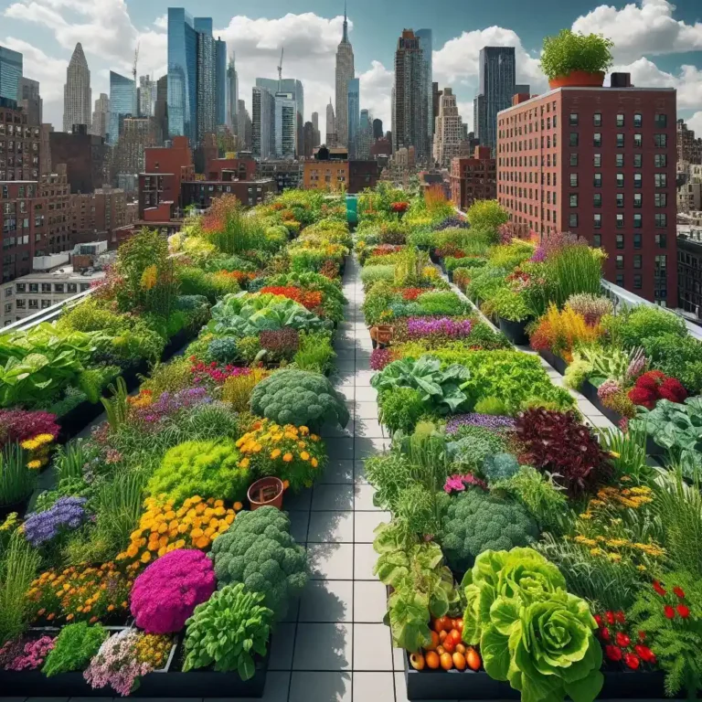 Huerto urbano en azotea en Nueva York