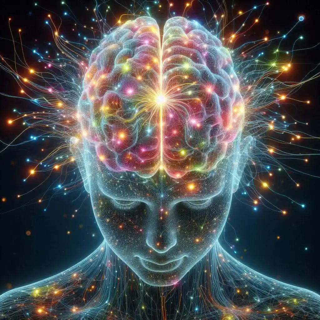 cerebro humano colores vibrantes conexiones neuronales.