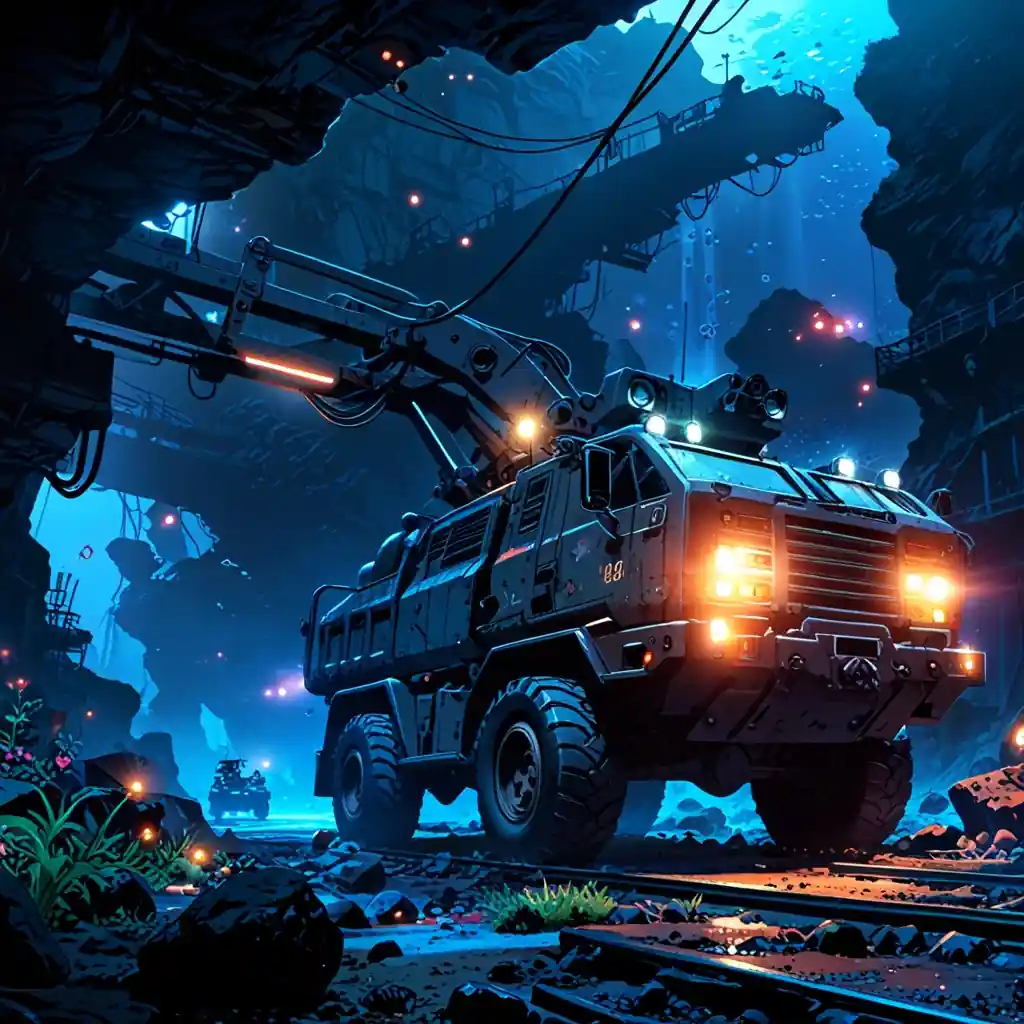 Imagen de ciencia ficción de una excavadora submarina.
