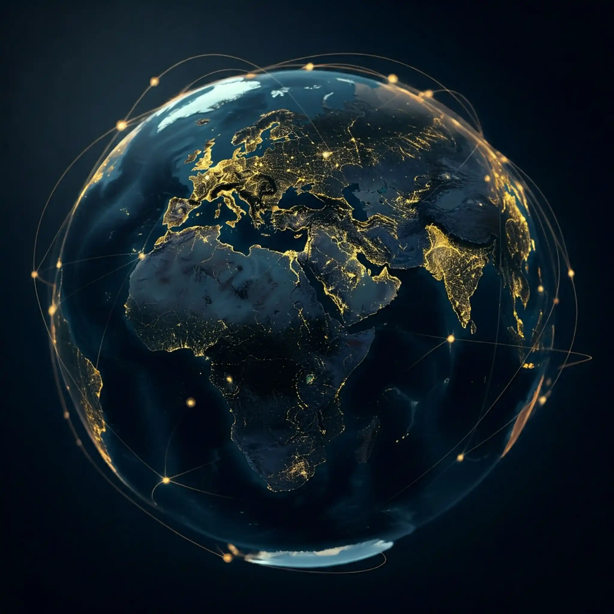 Enlaces que unen al mundo en un globo terráqueo.