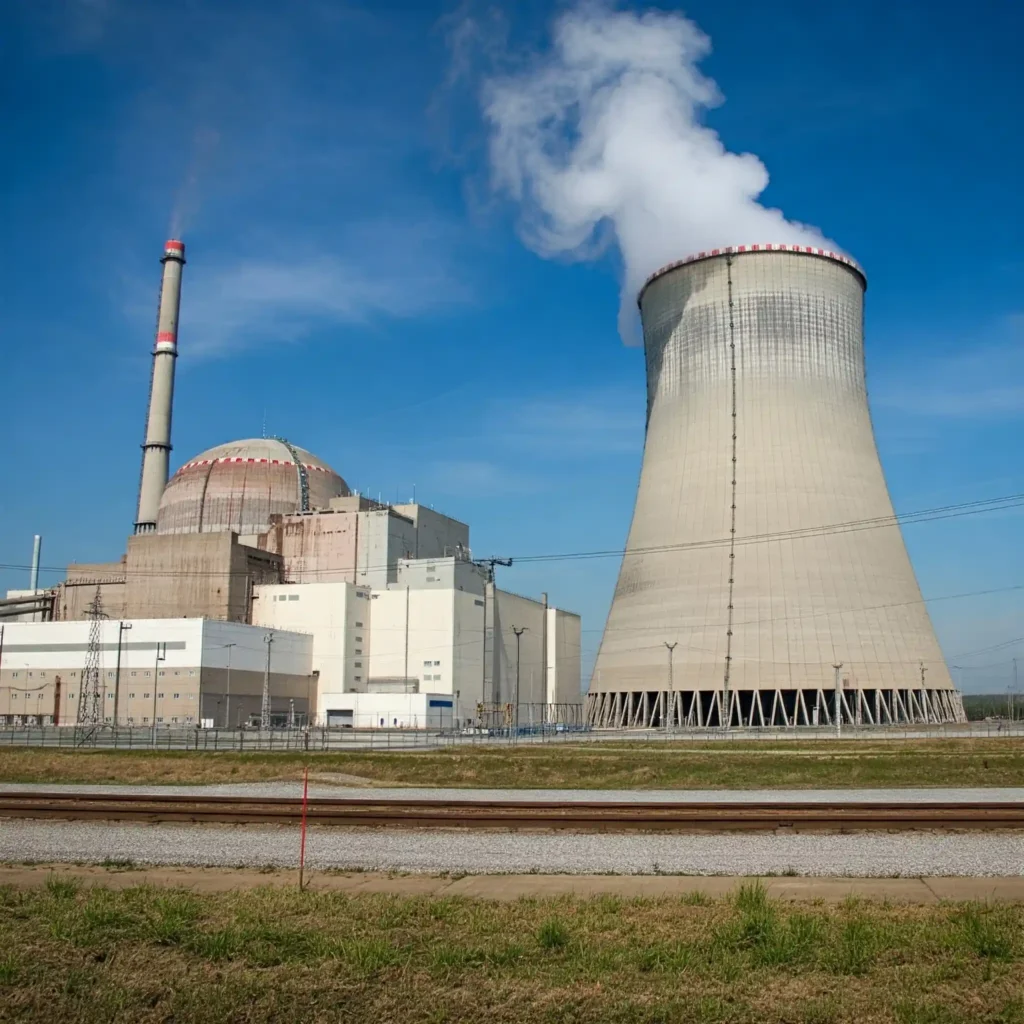 Central nuclear generando residuos nucleares.