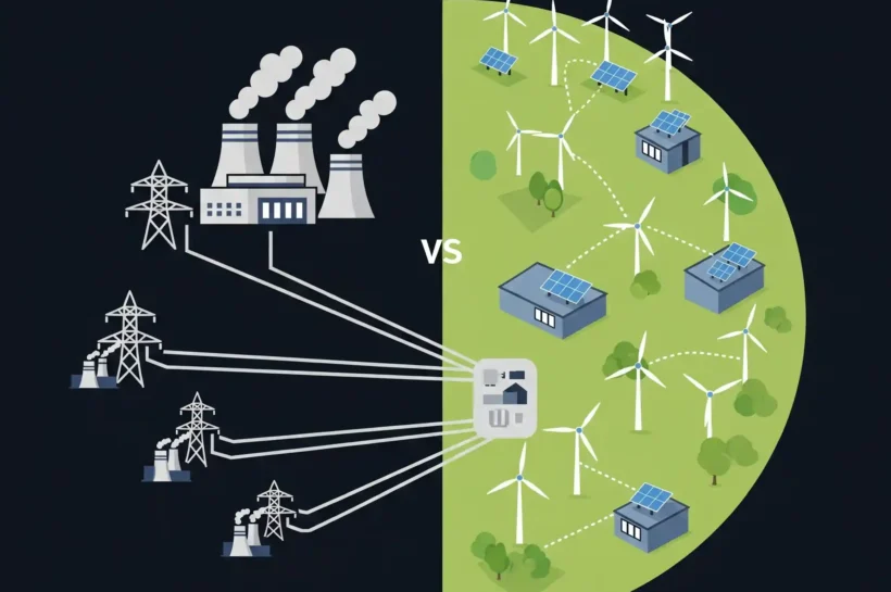 Representación de generación de energía descentralizada.