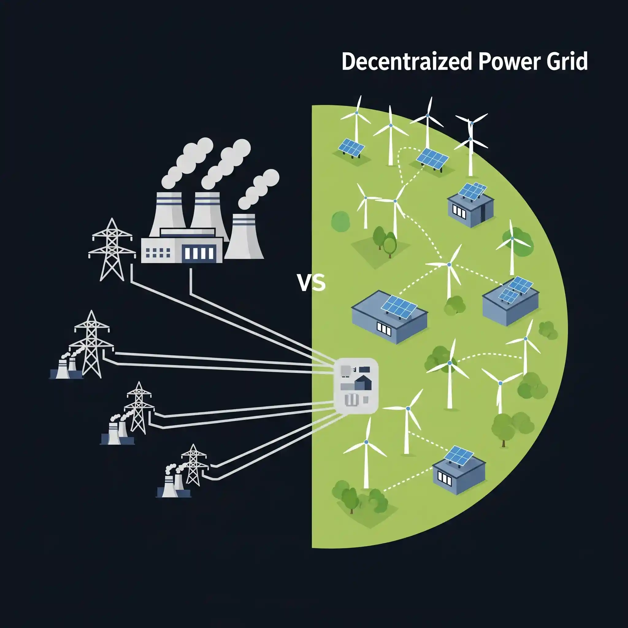 Representación de generación de energía descentralizada.