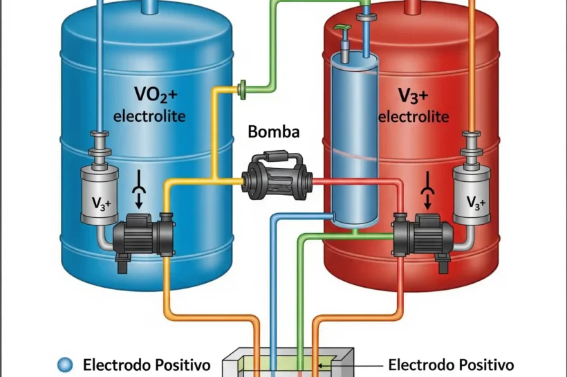 diagrama de la batería de flujo redox