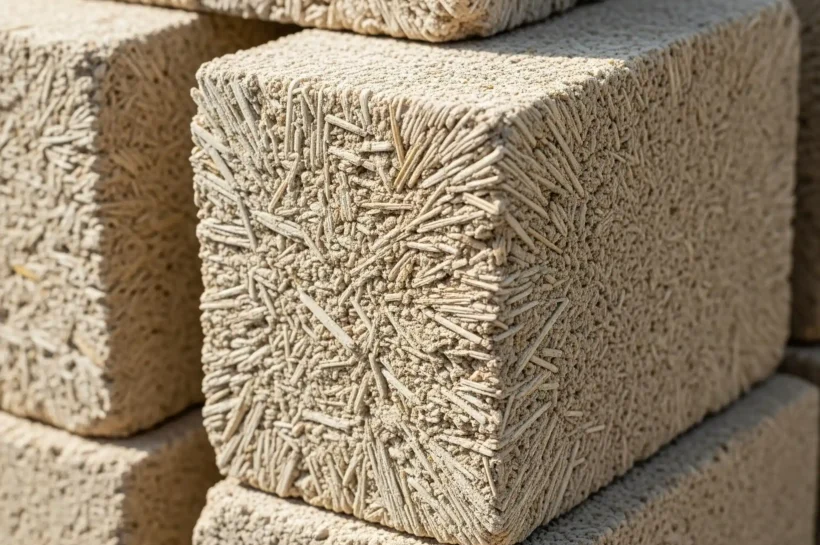 primer plano del bloque de sugarcrete, resaltando su textura