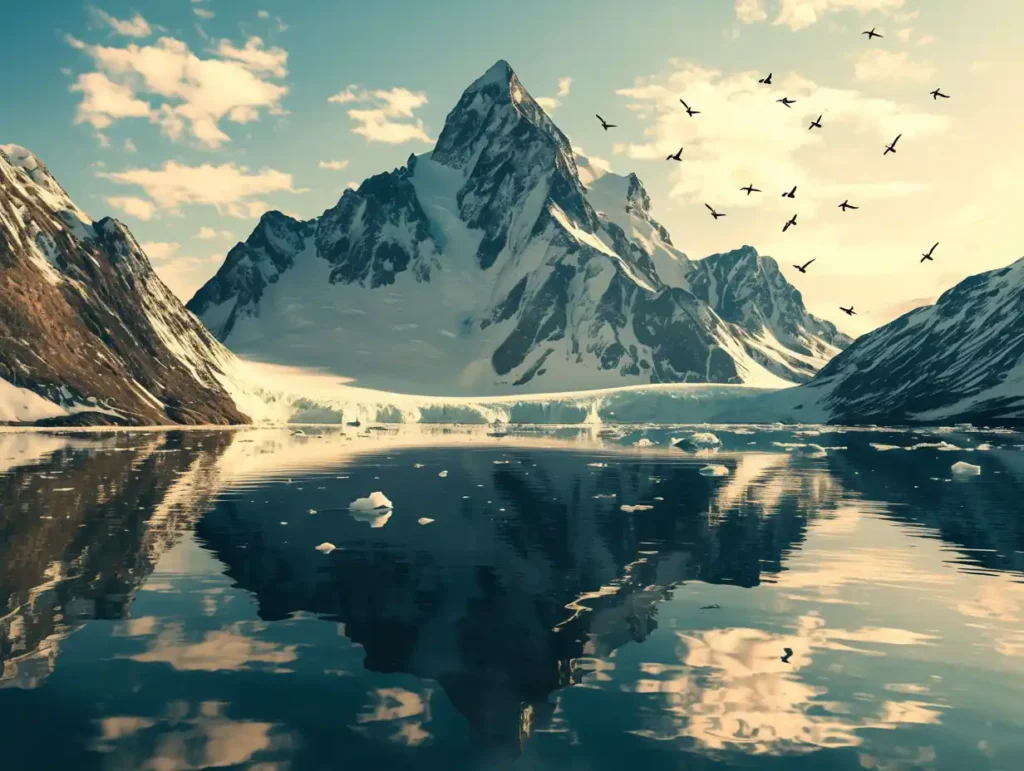 Impactante imagen de un enjambre de **mosquitos en Islandia** sobre un paisaje glacial, simbolizando su inesperada llegada por el cambio climático.