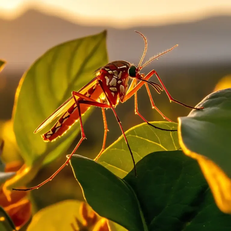 Primer plano de un **mosquito en Islandia** posado sobre una hoja, marcando el primer avistamiento confirmado de esta especie invasora.